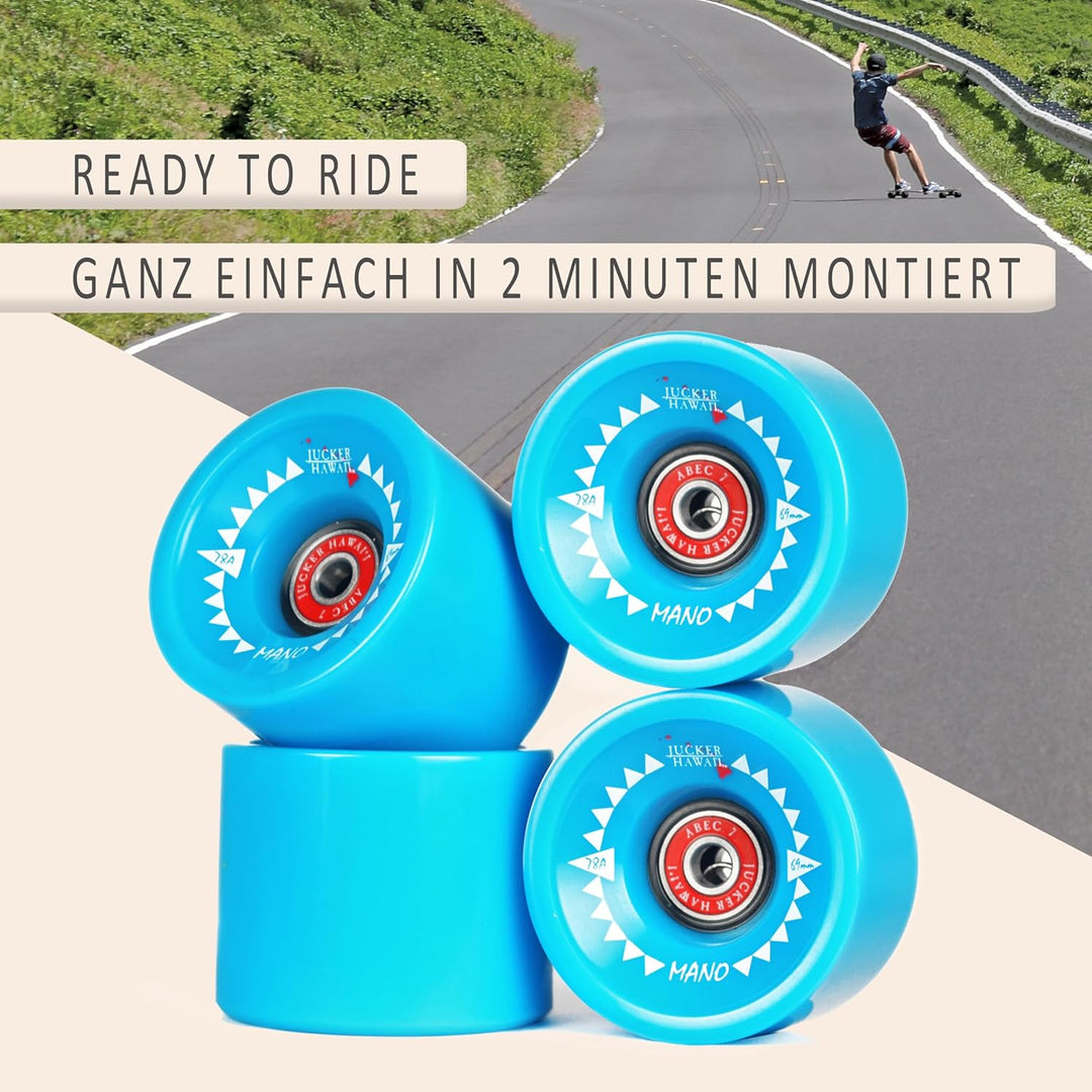 JUCKER HAWAII Longboard Rollen Allround Cruiser Wheels - Mit oder ohne Kugellager MANO inkl. Kugella
