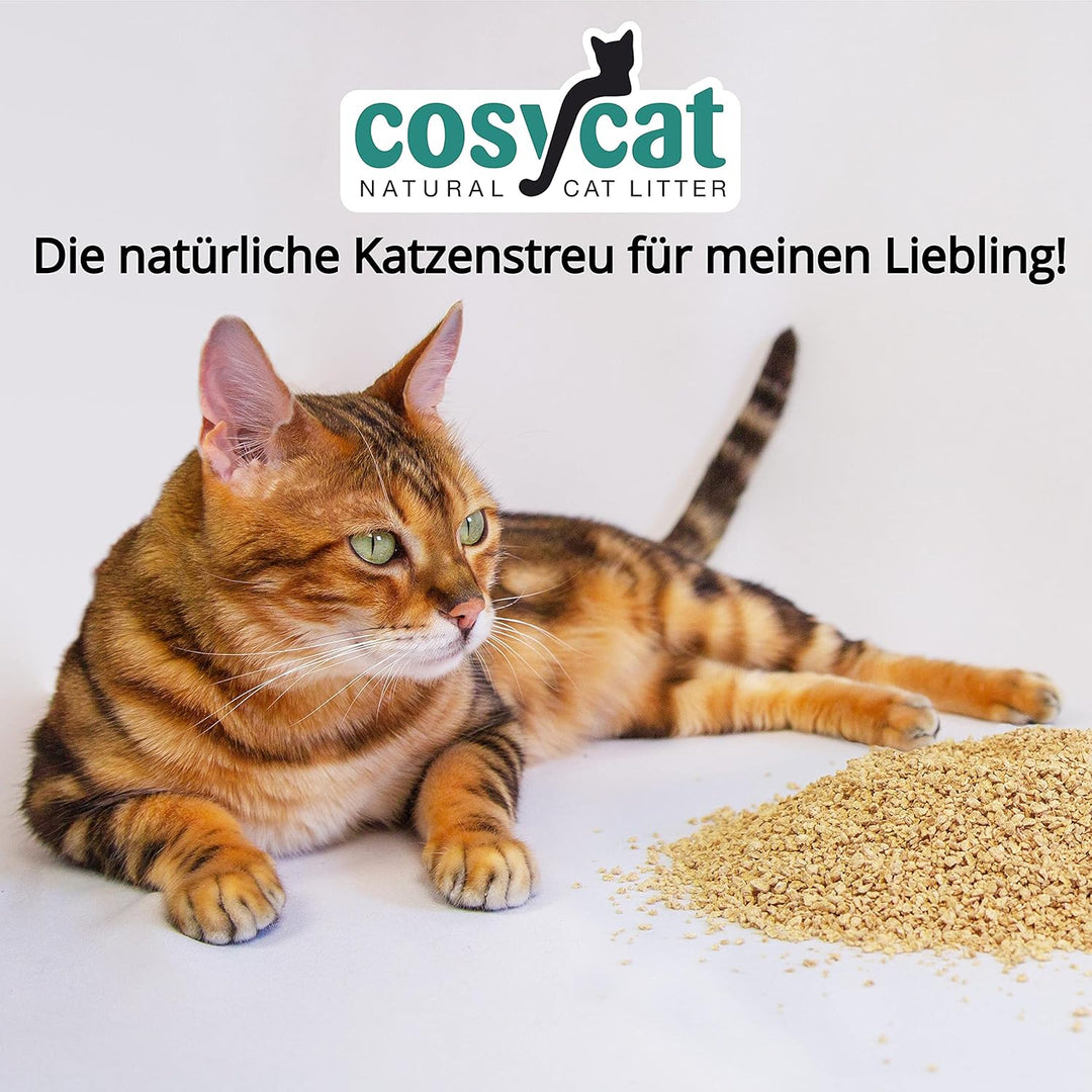 COSYCAT Klumpendes Bio-Katzenstreu aus Holz [100% Natürlich] – in der Toilette entsorgbar – Klumpstr
