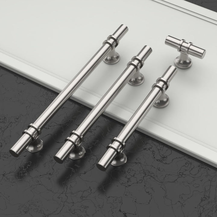 Amerdeco 10 Stück Möbelgriffe Gebürsteter Nickel, 192mm Lochabstand, Schrankgriffe, Küchengriffe, Sc