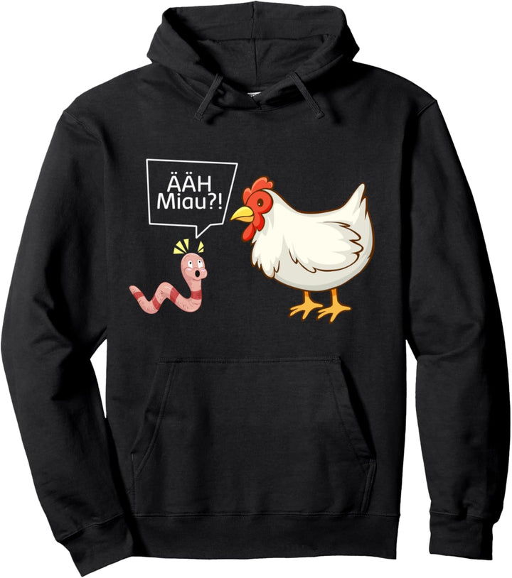 ÄÄH Miau, Huhn und Wurm Bauernhof Tier, lustige Huhn Wurm Pullover Hoodie