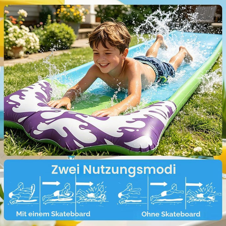 15.8 ft/480 Wasserrutsche Garten für Kinder, Wasserrutschmatte mit 2 Bodyboards, Rasenwasserrutschen