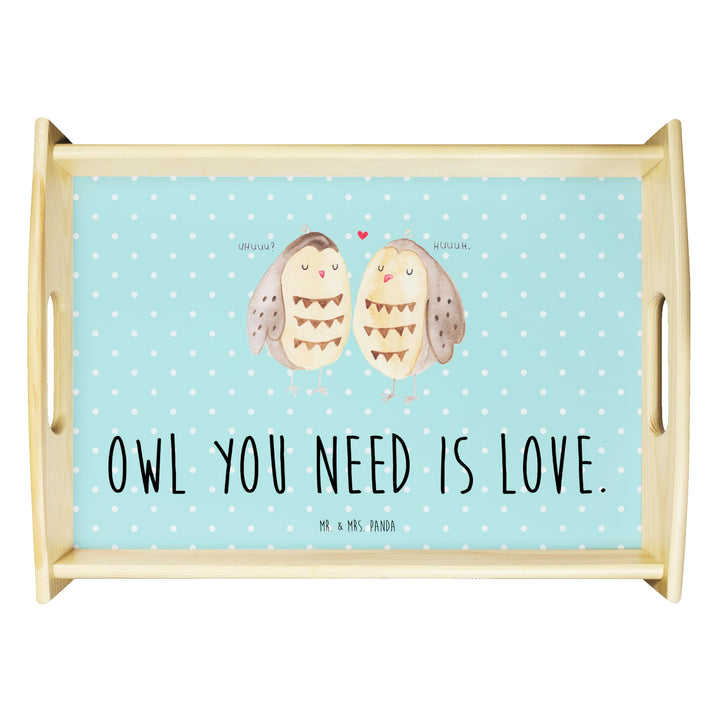 Mr. & Mrs. Panda tablett Holz Eulen Liebe - Geschenk, Eule, betttablett, sofatablett, Sofa, Holztabl