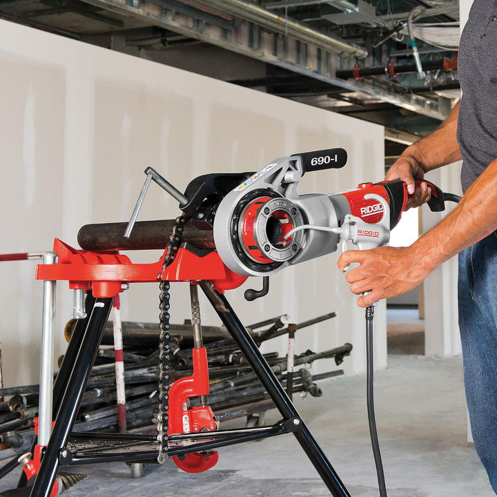 RIDGID 44933 Modell 690-I Gewindeschneidkluppe mit 1/2 bis 2 Zoll BSPT 11-R Schneidköpfe, Koffer und