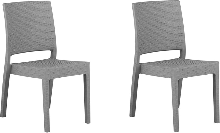 Beliani Gartenstühle im 2er Set Rattanoptik hellgrau Fossano