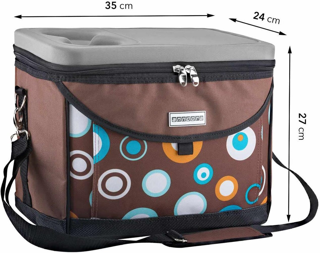 anndora Kühltasche 22 L Picknick Kühlbox 35 x 24 x 27 cm - Farbauswahl Braun, Braun