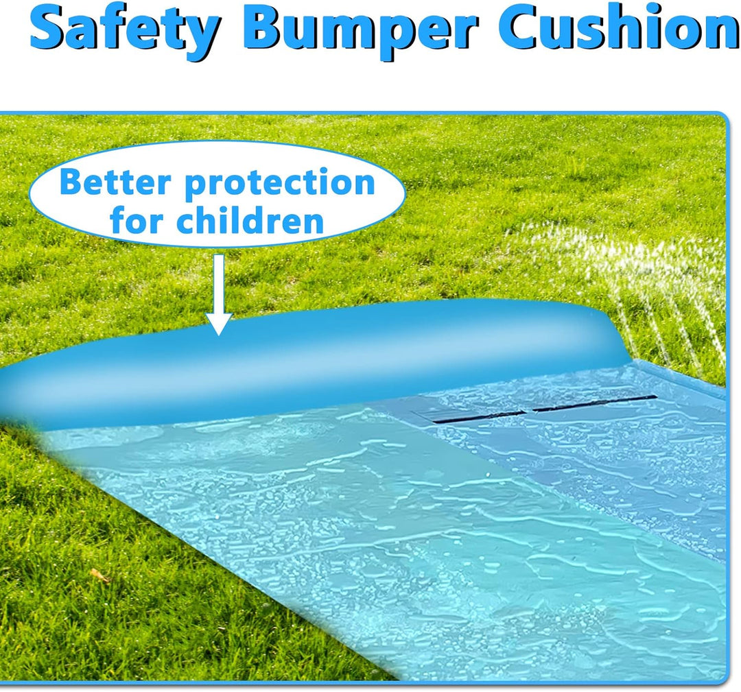 550x145cm Wasserrutsche, Doppel Wasser Rutsche, Wasserspielzeug Wassermatte mit 2 Bodyboards, Sommer