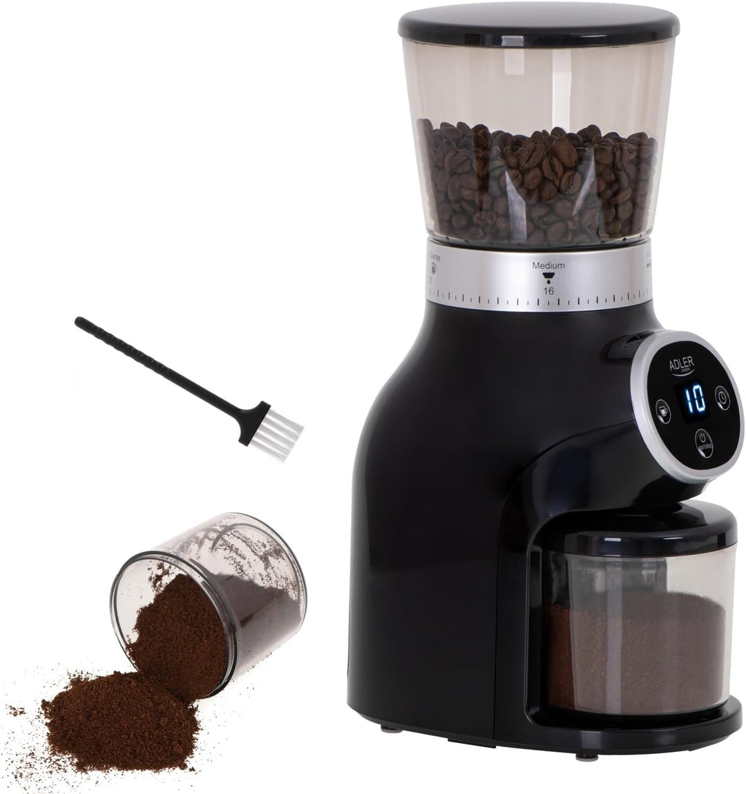 Adler AD 4450 Burr Kaffeemühle 300 W Schwarz 31 Mahlstufen Mahlwerk für Kaffeebohnen