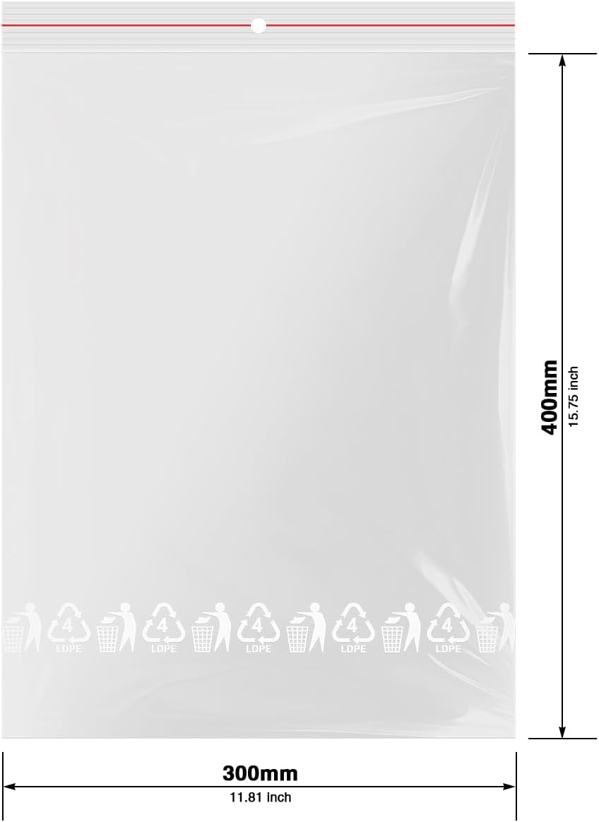 verpacking Druckverschlussbeutel 300 x 400 mm Transparent 50 mµ Polybeutel Zip-Beutel Wiederverschli