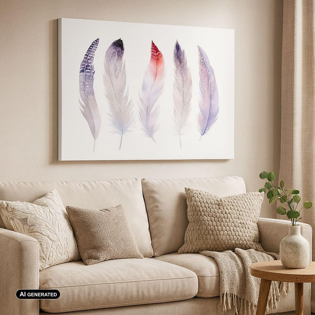 Bilder auf Leinwand 100x70cm Leinwandbild Feder Tier Vogel Komposition Gross Wanddeko Bild Schlafzim