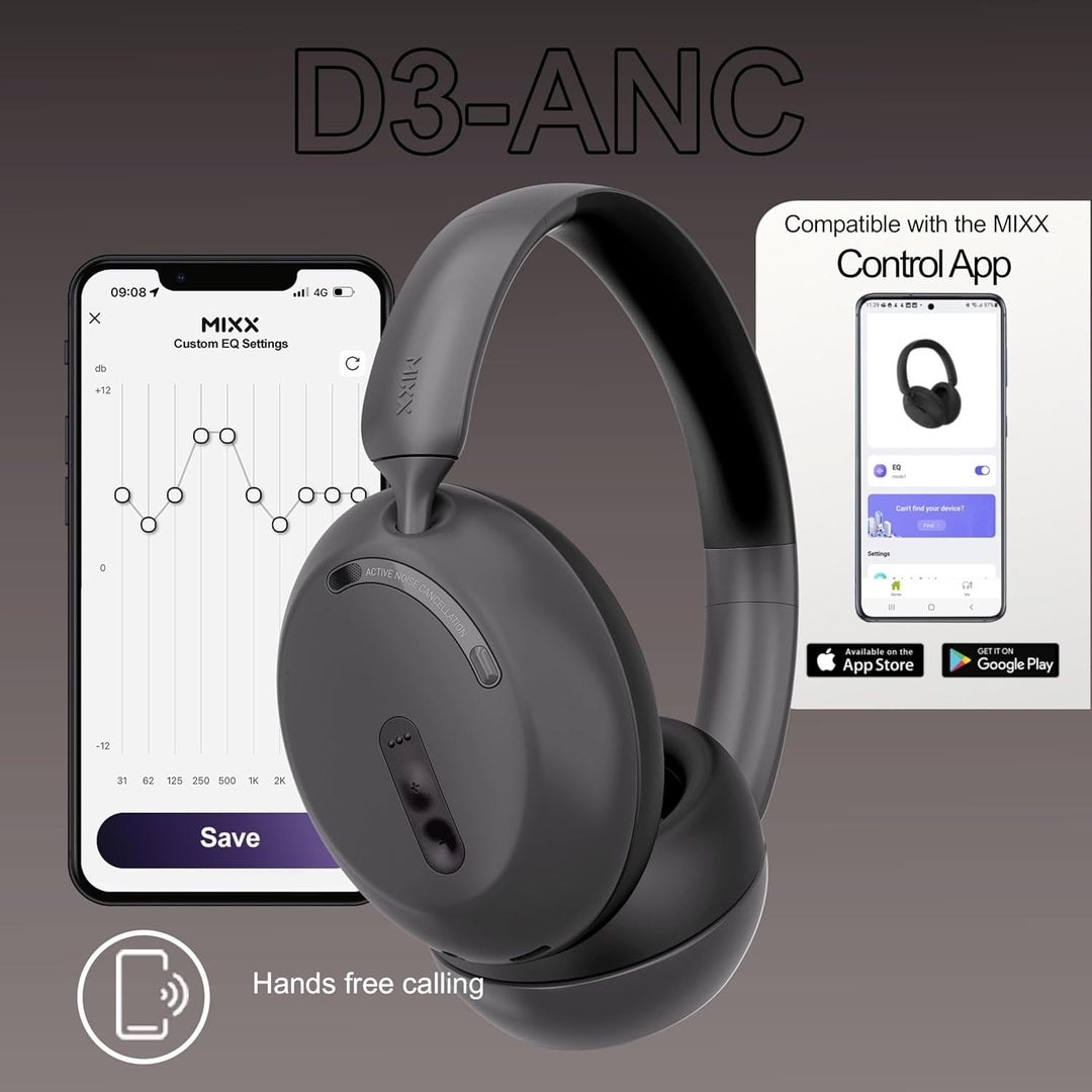 Mixx StreamQ D3 Over Ear ANC Wireless Kopfhörer Schwarz (schwarz), schwarz