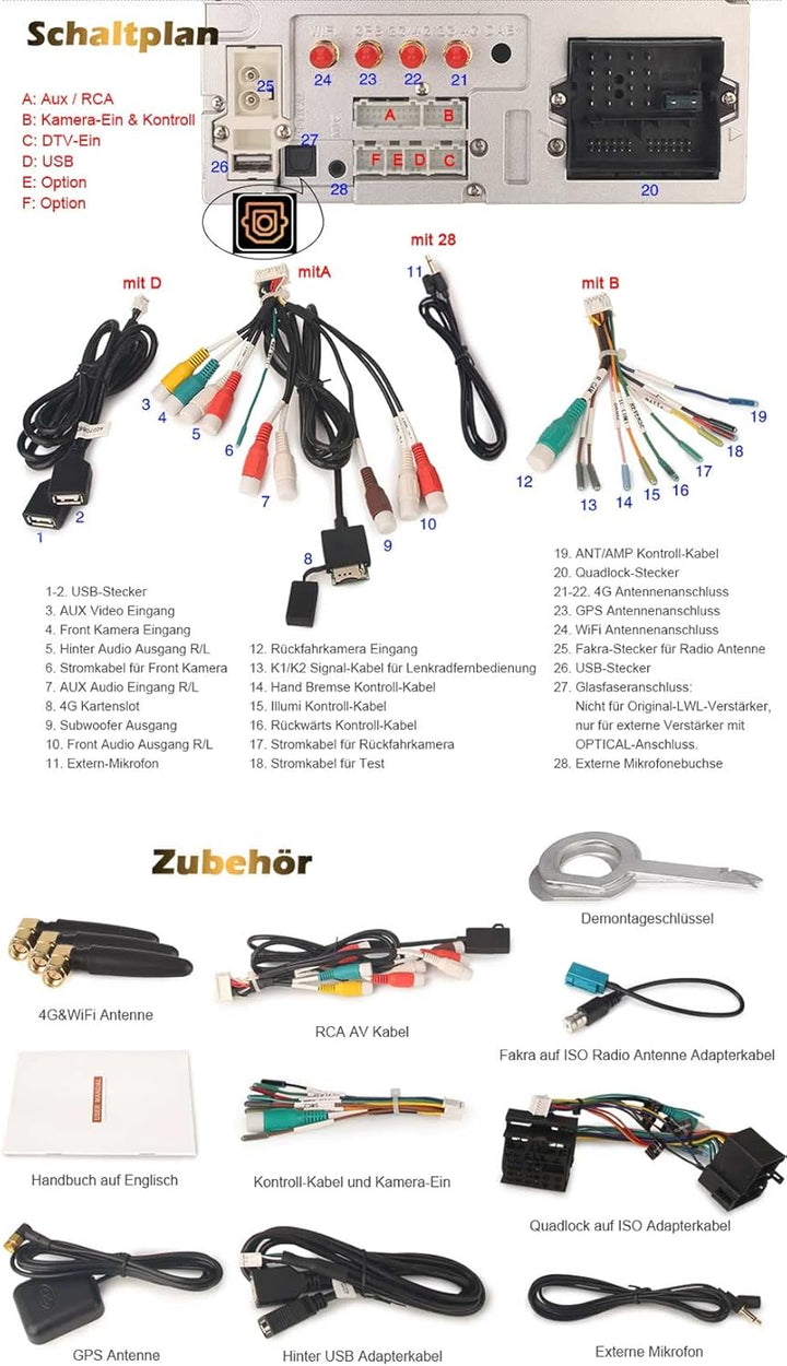 Erisin 7 Zoll 8-Kern 4GB RAM 64GB ROM Android 14 Autoradio Bluetooth GPS Navi CD Player für Audi A6