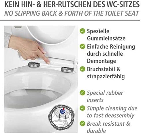 WENKO WC-Sitz Astera, Toilettensitz mit Absenkautomatik, Fix-Clip Hygiene-Befestigung, WC-Deckel aus