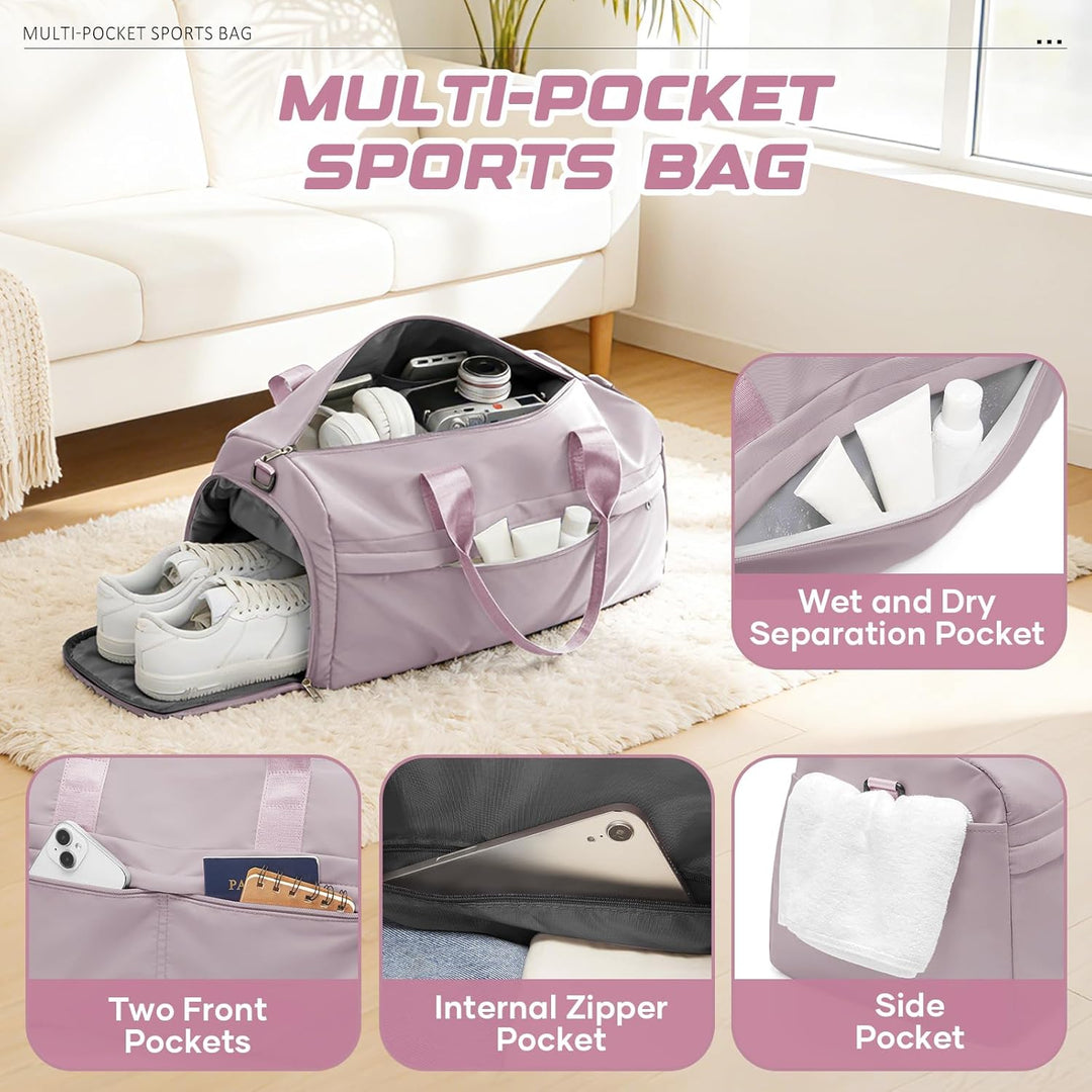 Sport Duffel Bag Damen Herren Sporttasche mit Schuhfach & Nassfach Reisetasche Handgepäck Tasche Spo