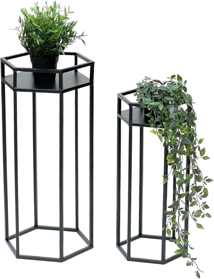DanDiBo Blumenhocker Metall Schwarz 6eck Blumenständer Beistelltisch 96453 2er Set Pflanzenständer B