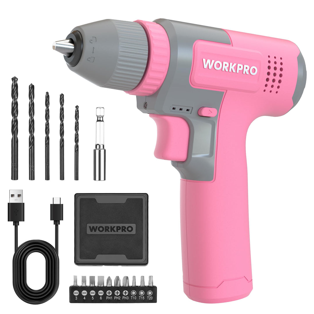 WORKPRO 8V Akku Bohrschrauber Set, Akkuschrauber, 2000 mAh Akku Bohrmaschine, 12 Nm Drehmoment, 10mm