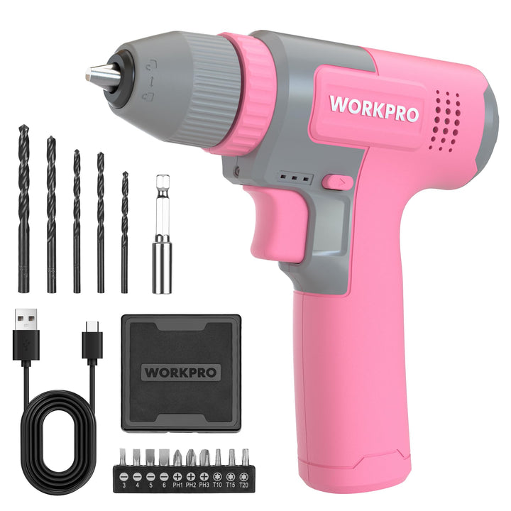 WORKPRO 8V Akku Bohrschrauber Set, Akkuschrauber, 2000 mAh Akku Bohrmaschine, 12 Nm Drehmoment, 10mm