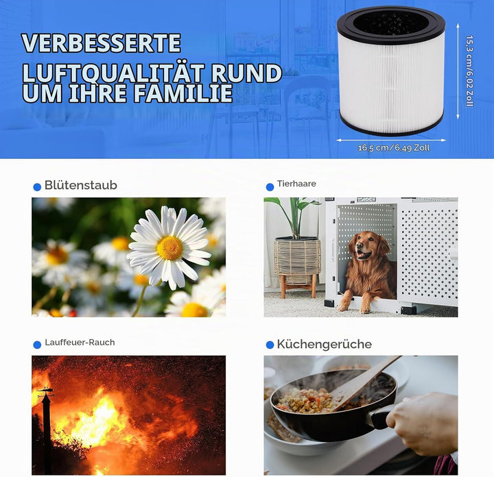 FY0611 Ersatzfilter Kompatibel mit Philips Luftreiniger 600 Series: AC0650/10 AC0651/10, 3-in-1 H13