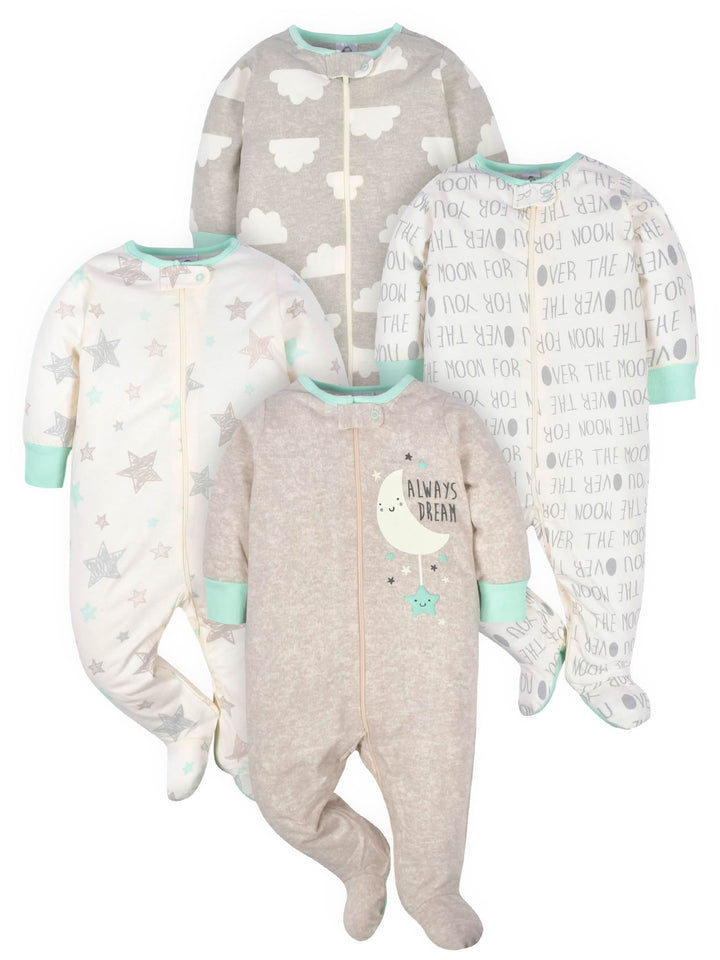 Gerber Unisex Baby 4 Pack Sleep 'N Play Footie Brisuren (4er Pack) Verfrüht Elephants, Verfrüht