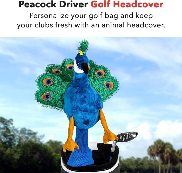 Daphne's Golfschlägerhaube mit Tiermotiv, Pfauenmotiv