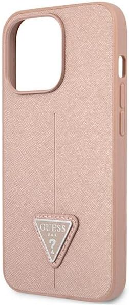 GUESS GUHCP14LPSATLP Hülle für iPhone 14 Pro 6,1" rosa/pink hardcase SaffianoTriangle Logo