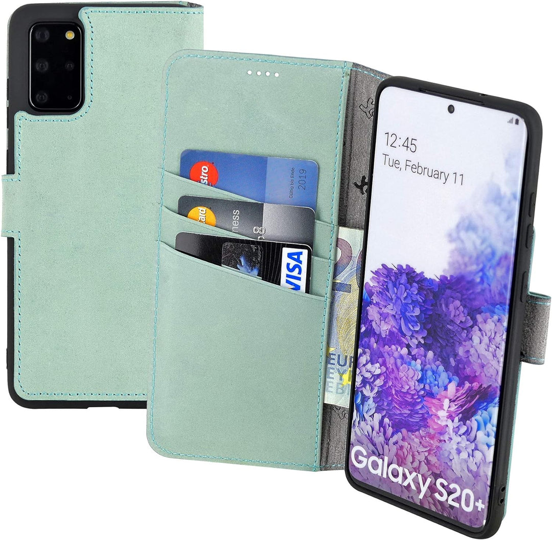 Suncase Book-Style Hülle kompatibel mit Samsung Galaxy S20 Plus Leder Tasche (Slim-Fit) Lederhülle H