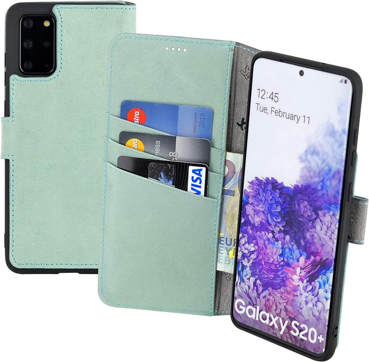 Suncase Book-Style Hülle kompatibel mit Samsung Galaxy S20 Plus Leder Tasche (Slim-Fit) Lederhülle H