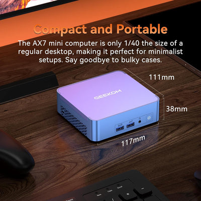 GEEKOM AX7 Pro AI Mini PC, AMD Ryzen 9 7940HS (8 Kerne, bis zu 5,2 GHz) Mini Gaming PC Windows 11 Pr