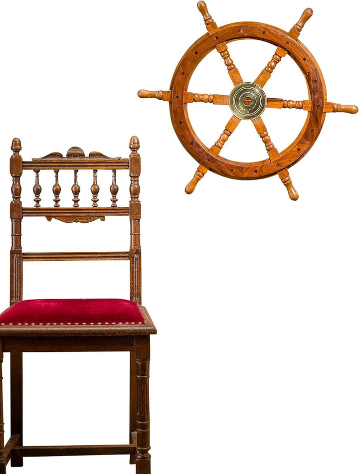 Steuerrad 62cm Holz Messing Schiff Schiffsrad Schiffssteuerrad Schiffe Boot
