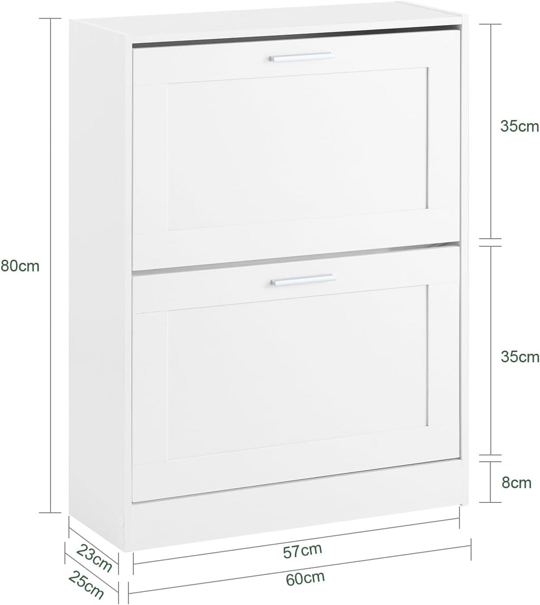 SoBuy Schuhschrank schmal mit 2 Klappen 60x80x25cm für Flur | Schuhkipper mit höhenverstellbaren Fäc