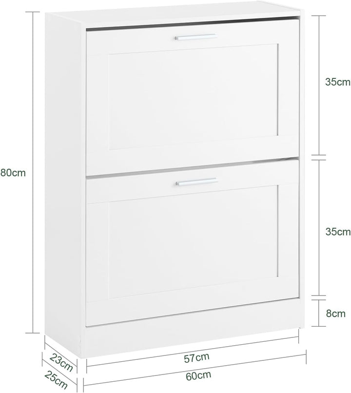 SoBuy Schuhschrank schmal mit 2 Klappen 60x80x25cm für Flur | Schuhkipper mit höhenverstellbaren Fäc