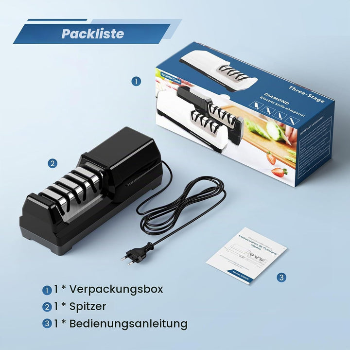HIUYRFS elektrischer Messerschärfer Professioneller mit 3 Stufen，Überhitzungsschutz, Leisem Motor, S