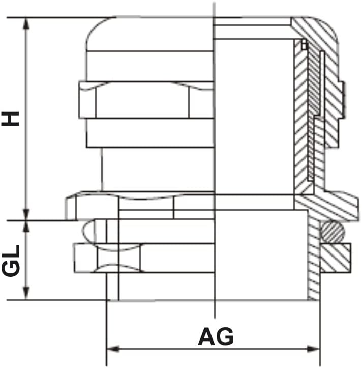 8 Stück M25 x 1.5 (MESSING-Metall) Kabelverschraubung/Kabeldurchführungen mit Gegenmutter für Kabeld