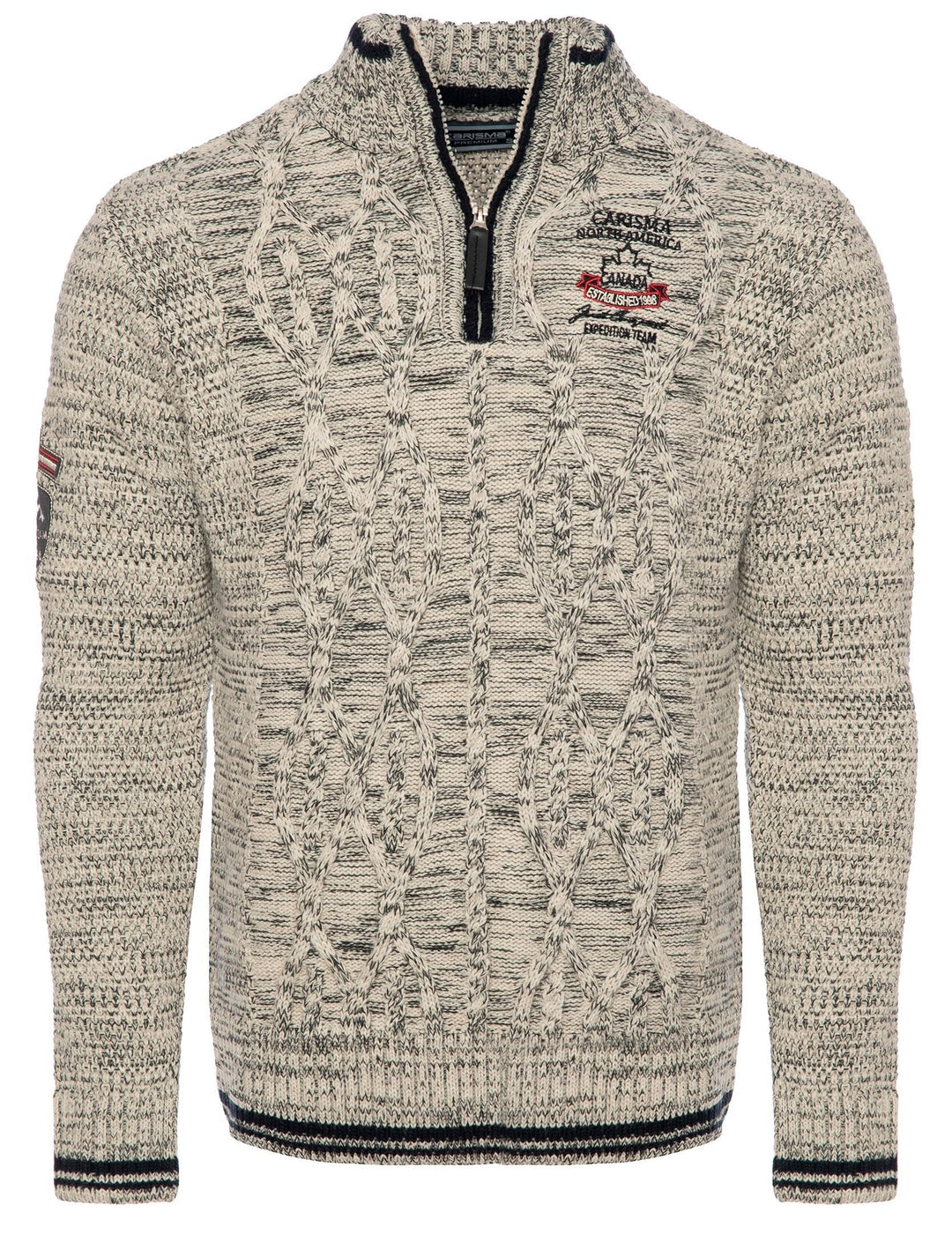 Carisma Strickpullover für Herren • Herren Troyer mit Stickerei • Angenehmer Regular Fit Pullover fü