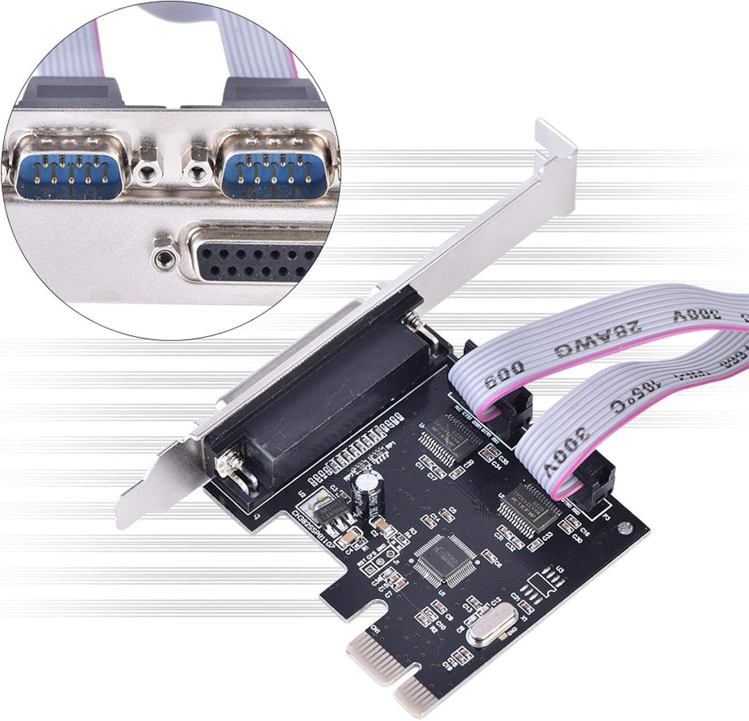 2 Port Serielle RS232 PCI Express Schnittstellenkarte,PCI-E zu Dual RS-232 Serial Port+1 DB25 Parall