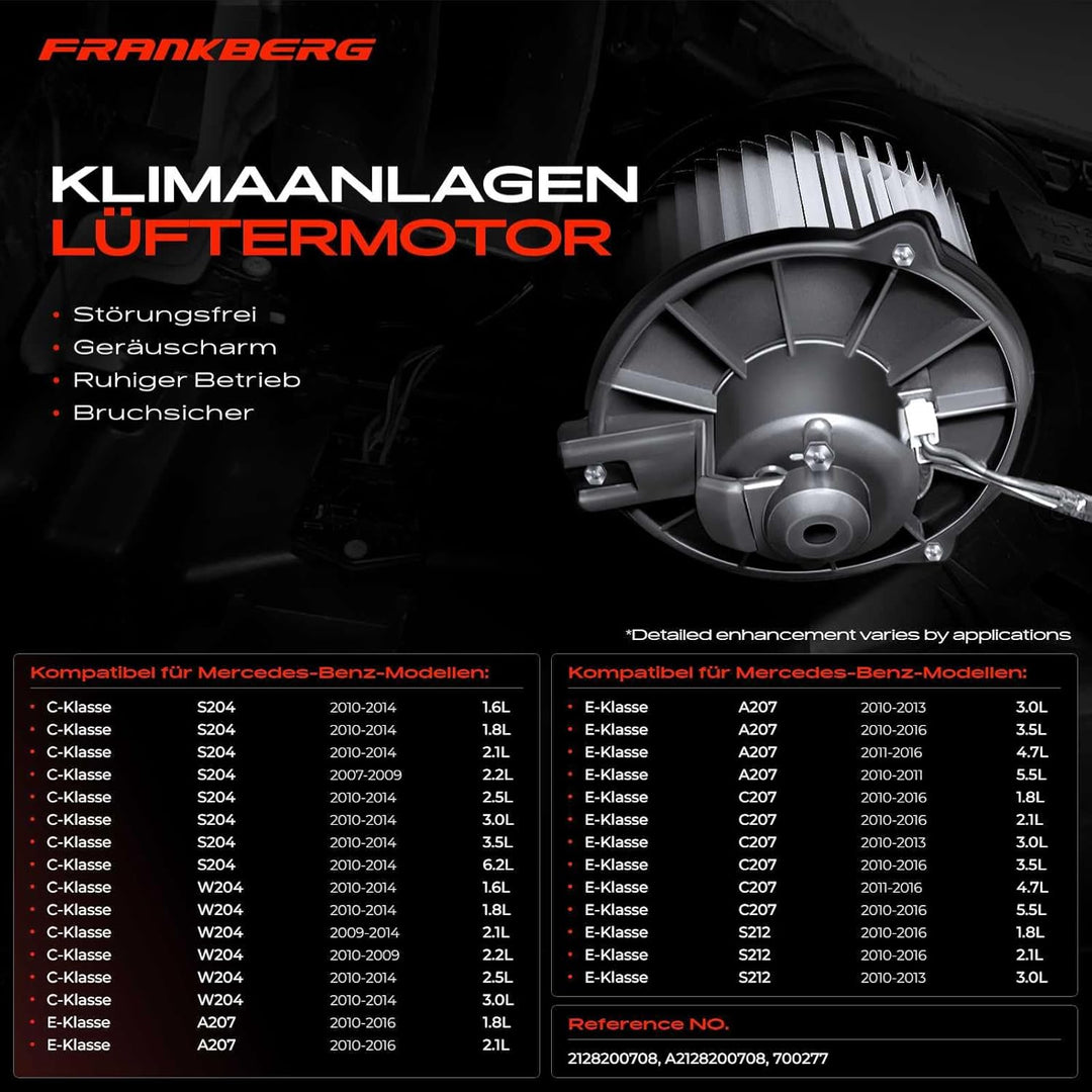 Frankberg Heizungsgebläse Gebläsemotor Kompatibel mit C-Klasse W204 S204 2010-2014 CLS C218 2011-201