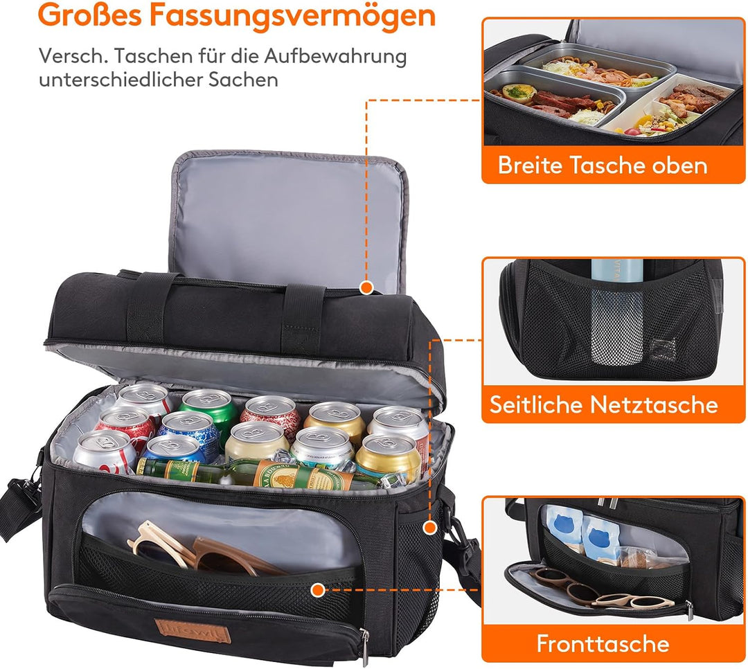 Lifewit Grosse Kühltasche 14.6L 18 Dosen, Kühlbox Faltbar, Isolierte Lunch Tasche, Leichte, Tragbare