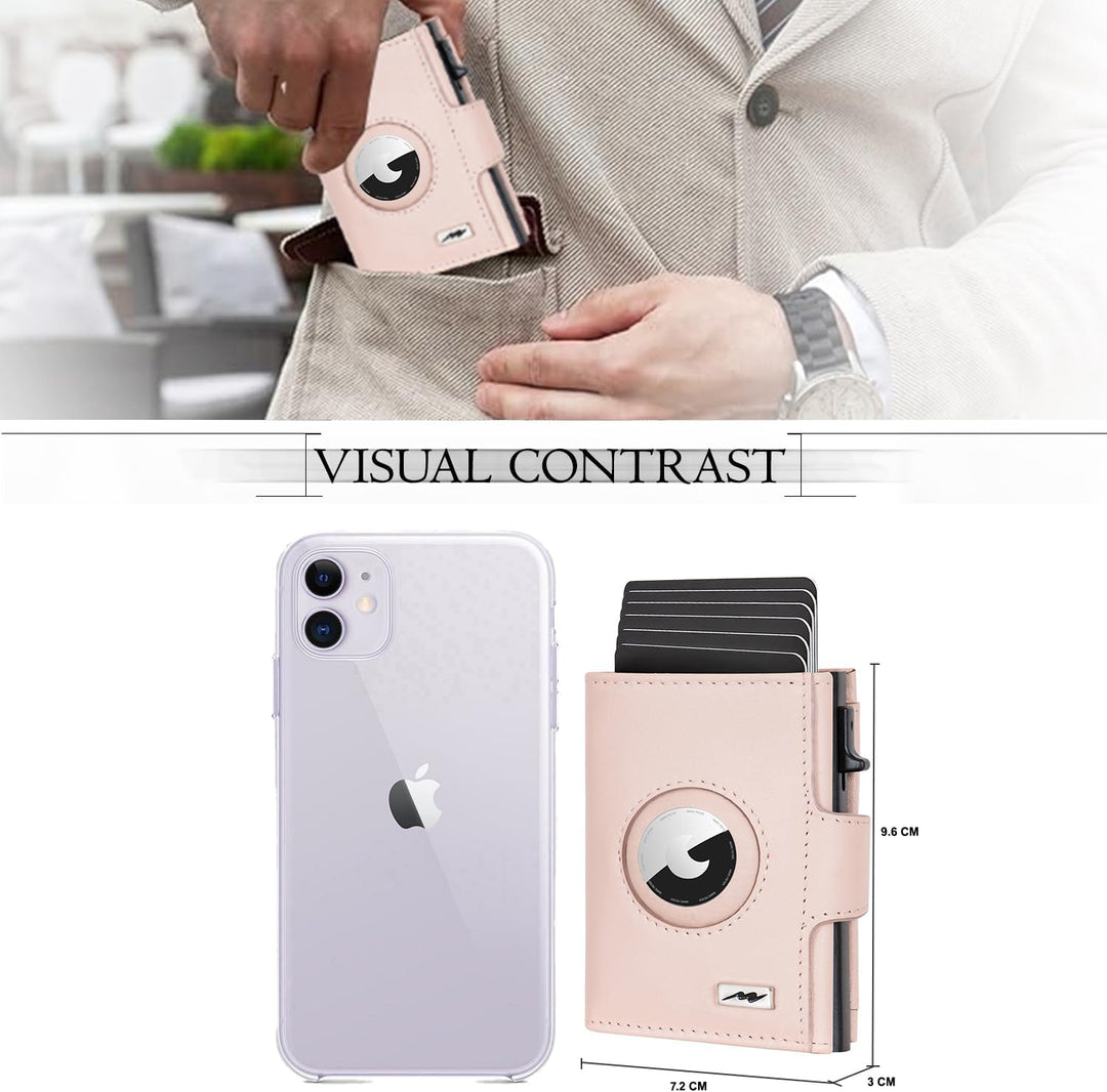 Marc Peter® Chicago Leder Push Air Slim Wallet - Airtag Geldbörse mit Münzfach - RFID Schutz kleines