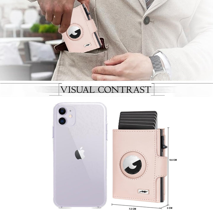 Marc Peter® Chicago Leder Push Air Slim Wallet - Airtag Geldbörse mit Münzfach - RFID Schutz kleines