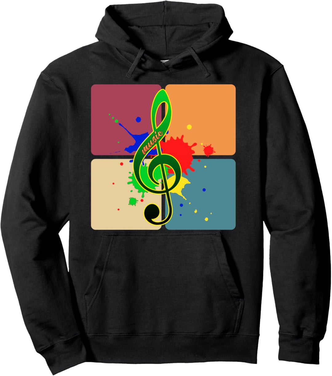 Buntes Violinschlüssel Komponist Notenschlüssel Musik Pullover Hoodie