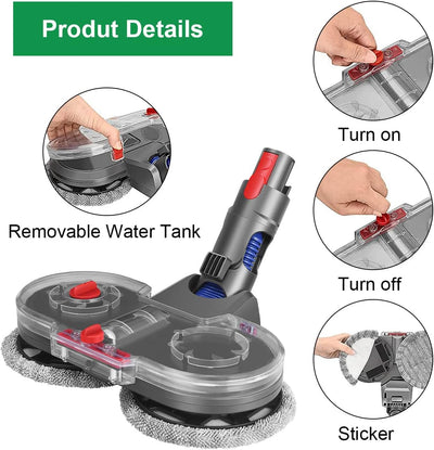 Jajadeal Wischaufsatz für Dyson V15 V11 V10 V8 V7 Staubsauger, Elektrischer Wischmopp Aufsatz mit Ab