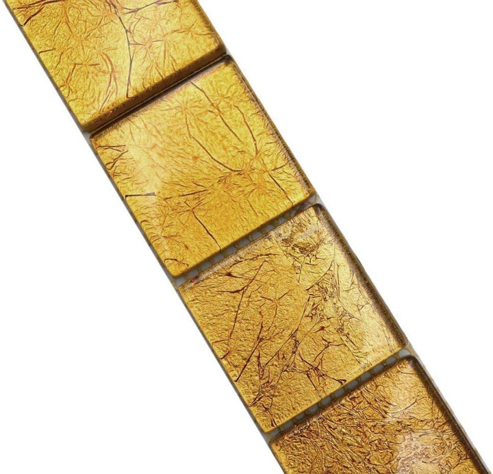 Fliesen Bordüre MosaikMosaikfliese Glasmosaik Gold Struktur Küchenrückwand Duschwand | 10 Mosaikbord