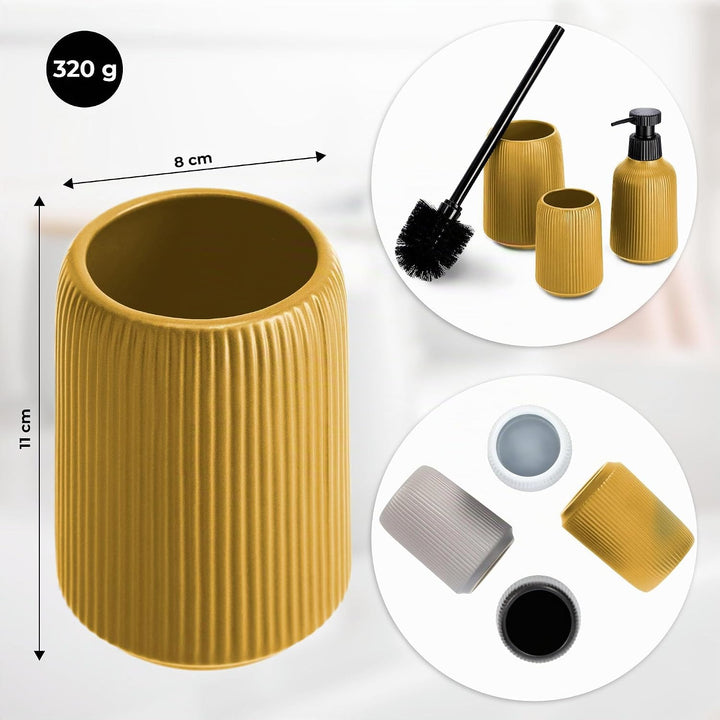 KADAX Badezimmer Zubehör Set, Modernes Badzubehör, Badaccessoires aus Keramik, Bad Accessoires (Gelb
