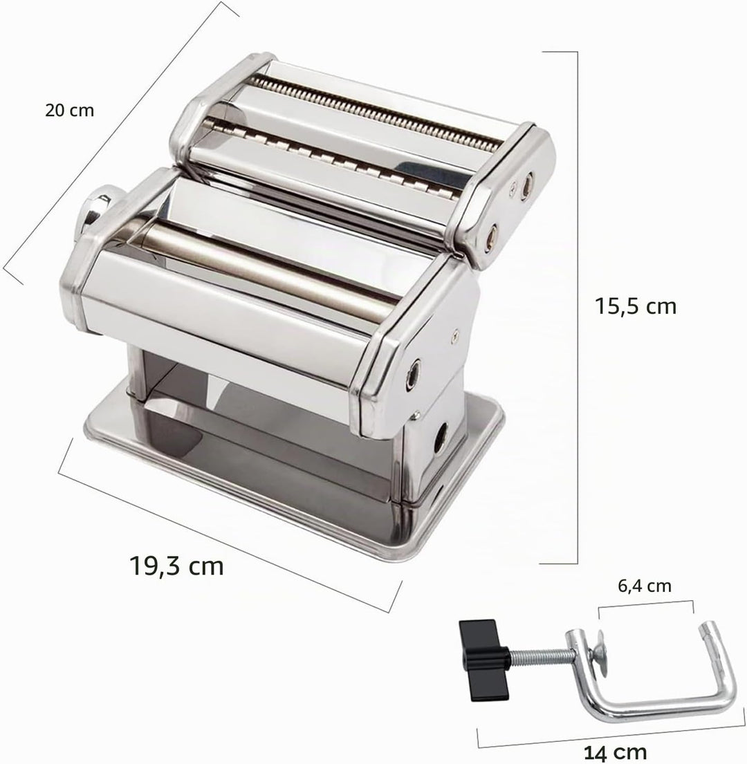 MZTOGR Pasta Maker machine, Set mit 6 Stück 150 mm Stahl Nudelmaschine mit 9 einstellbaren Dickenein