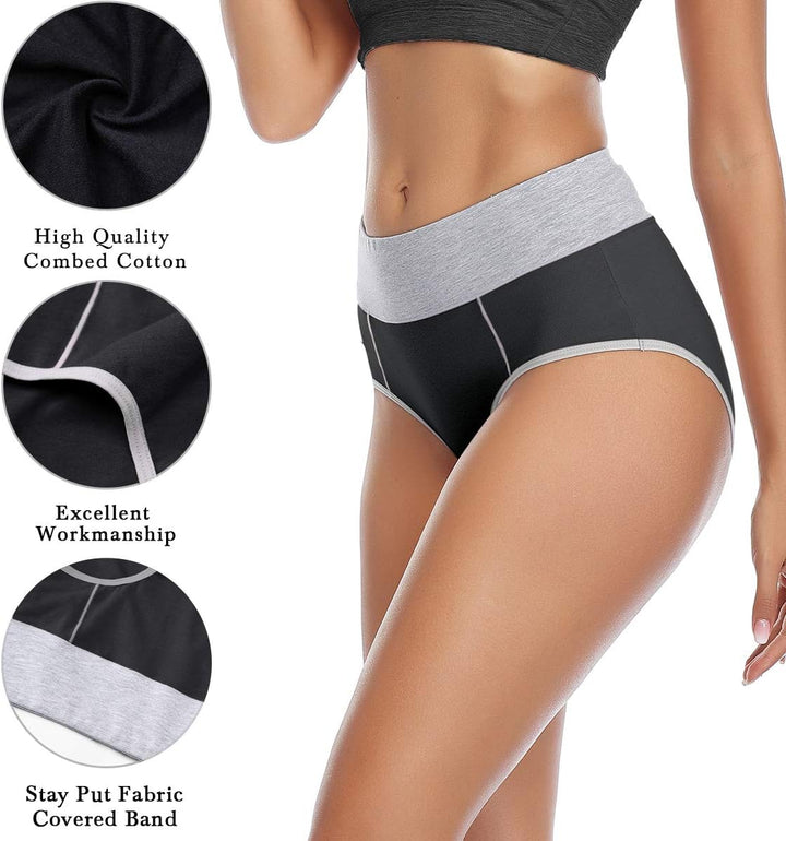wirarpa Unterhosen Damen Hohe Taille Baumwolle Unterwäsche Taillenslip Frauen Slips Mehrpack XS Schw
