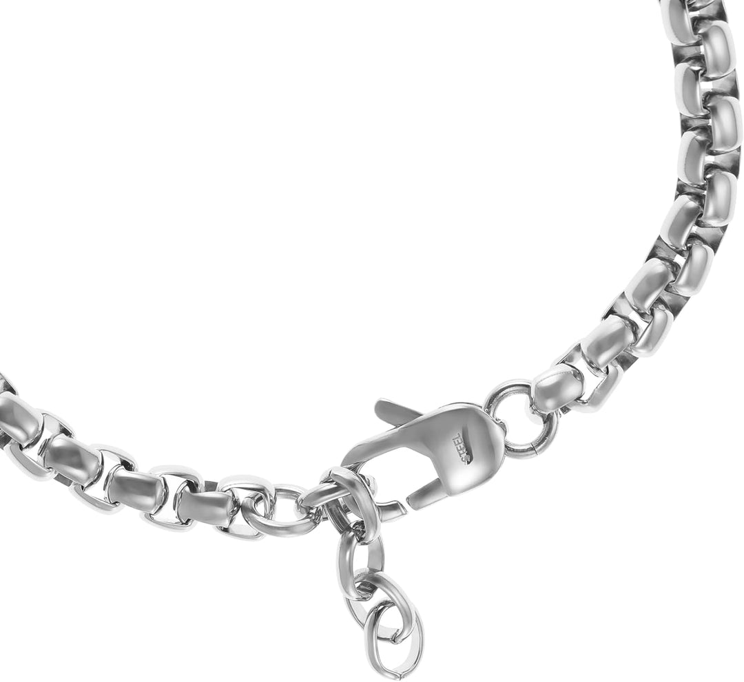 Fossil Herrenarmband, All Stacked Up Edelstahl-Kettenarmband Grau, Grau