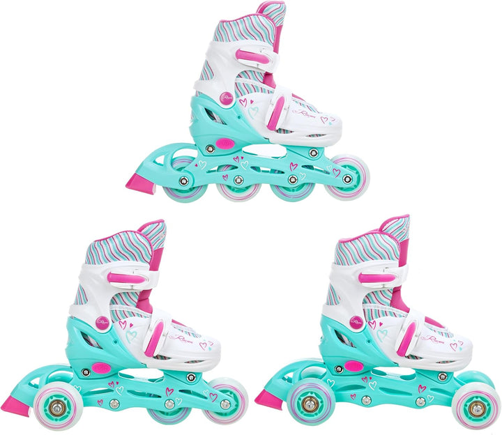 3in1 Inline Skates Inliner/Triskates/Rollschuhe Raven Lia/Loret verstellbar mit LED Leuchtrad 27-30