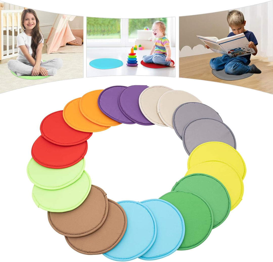 20er Set Sitzkissen Rund Schaumstoff Outdoor Kinder rutschfest Bodenkissen Sitzunterlage für Kinder,