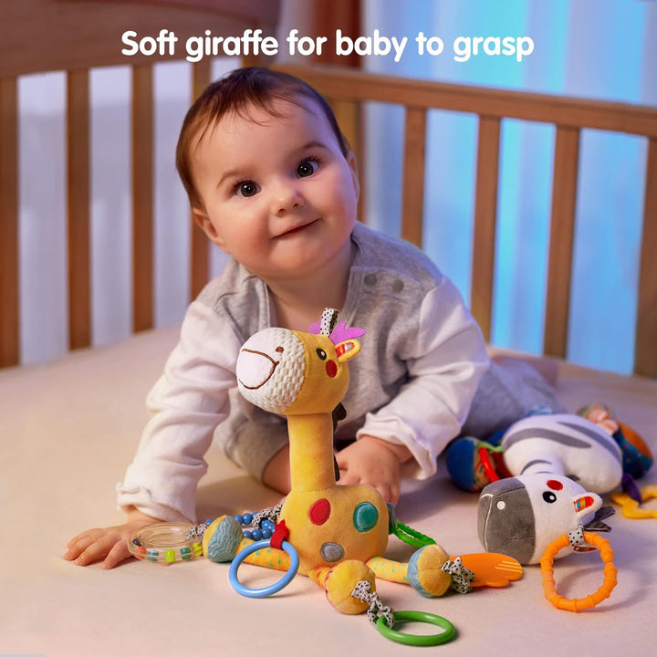 Activity Spieltier Giraffe – Baby Motorikspielzeug für Kinderwagen, Kinderbett und Babyschale zum Gr