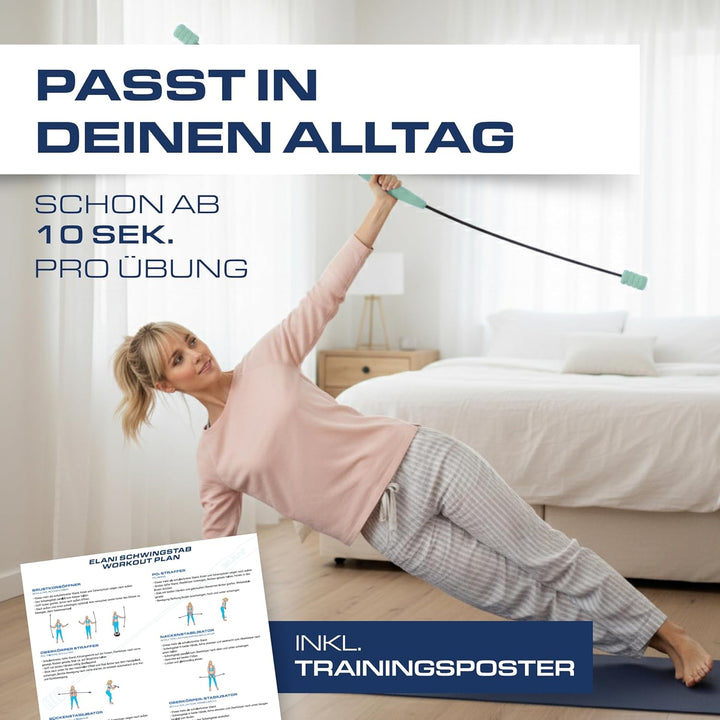 ELANI Schwingstab - Verstellbarer Widerstand & ergonomischer Griff - hochbelastbarer Gymnastikstab,