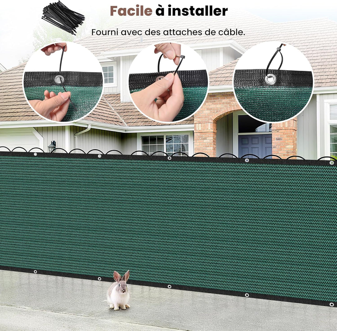 Zaunblende Sichtschutz Grün-Schwarz,1.2x15m, Sichtschutzzaun 90% HDPE-Schattennetz für den Aussenber